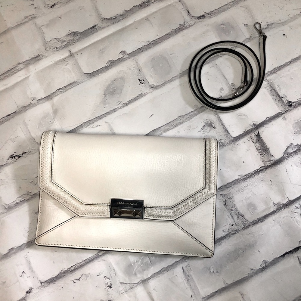 White BCBGMaxazria Emeline Leather Clutch w/strap